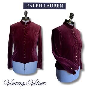 Vintage 90s Ralph Lauren Velvet Jacket Victorian Military Fall Winter SteamPunk